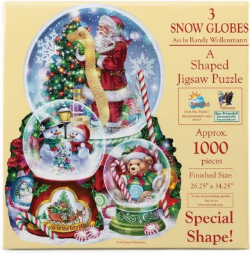 Puzzelwereld legpuzzel sunsout 96063 3 snow globes   randy wollenmann 1000 stukjes f