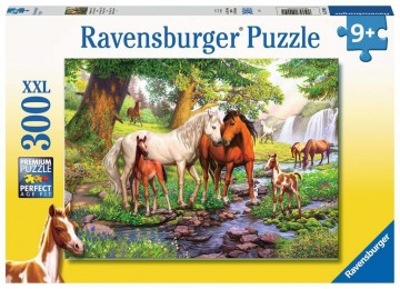 Puzzelwereld legpuzzel wilde paarden bij de rivier ravensburger 129041 300 stukjes d