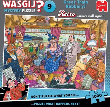 Puzzelwereld legpuzzels jumbo 00504 wasgij mystery retro 9 de grote treinroof 1000 stukjes f
