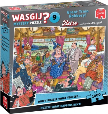 Puzzelwereld legpuzzels jumbo 00504 wasgij mystery retro 9 de grote treinroof 1000 stukjes l