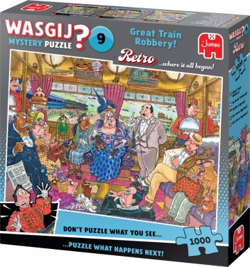 Puzzelwereld legpuzzels jumbo 00504 wasgij mystery retro 9 de grote treinroof 1000 stukjes r