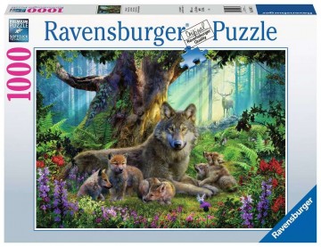 Puzzelwereld legpuzzels ravensburger 159871 familie wolf in het bos 1000 stukjes d