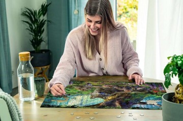 Puzzelwereld legpuzzels ravensburger 159871 familie wolf in het bos 1000 stukjes m