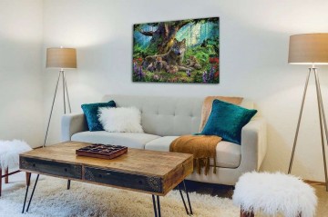 Puzzelwereld legpuzzels ravensburger 159871 familie wolf in het bos 1000 stukjes muur