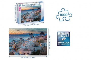 Puzzelwereld legpuzzels ravensburger 196111 avond in santorini 1000 stukjes o