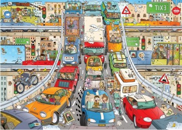 Puzzelwereld legpuzzels rearviewmirror puzzle traffic jam puzzel   1000 stukjes p