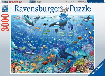 Puzzelwereld ravensburger   legpuzzel   kleurrijke onderwaterwereld   3000 stukjes d