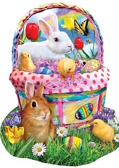 Puzzelwereld legpuzzel contour sunsout 97124 Bunny's Pasen Paasmand 1000 stukjes P