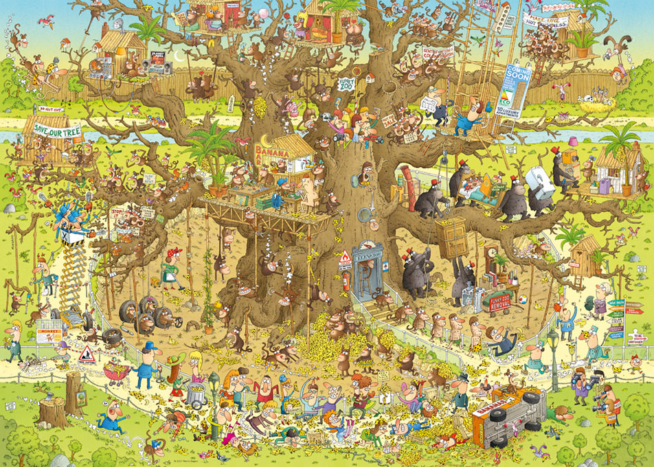 Lodge Goed vertel het me Heye - Legpuzzel - Funky Zoo - Monkey Habitat - 1000 stukjes - Legpuzzels  751-1000 stukjes - Puzzelwereld.eu