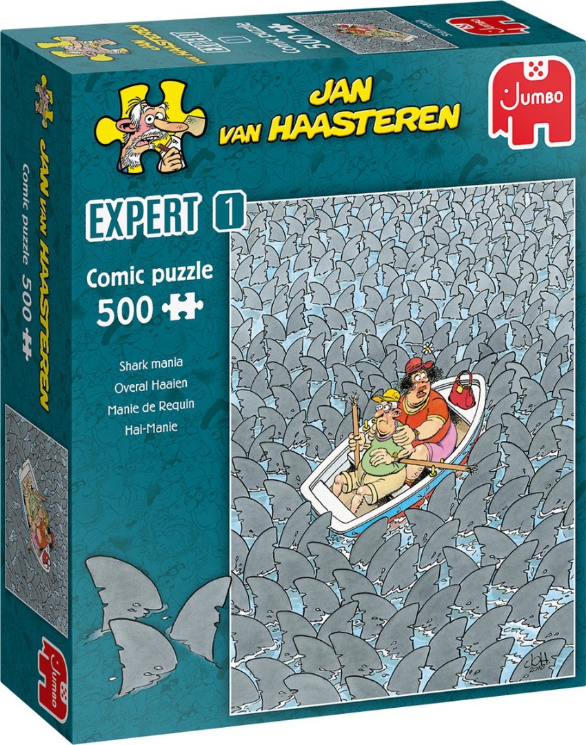 behang Opvoeding Blauwdruk Jumbo - Jan van Haasteren - Legpuzzel - Expert 1 - Overal Haaien - 500  stukjes - Legpuzzels 301-750 stukjes - Puzzelwereld.eu