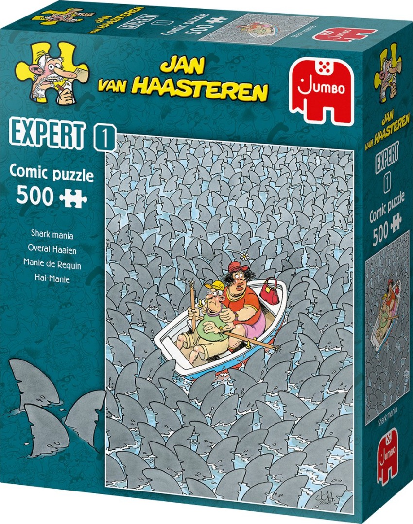 behang Opvoeding Blauwdruk Jumbo - Jan van Haasteren - Legpuzzel - Expert 1 - Overal Haaien - 500  stukjes - Legpuzzels 301-750 stukjes - Puzzelwereld.eu